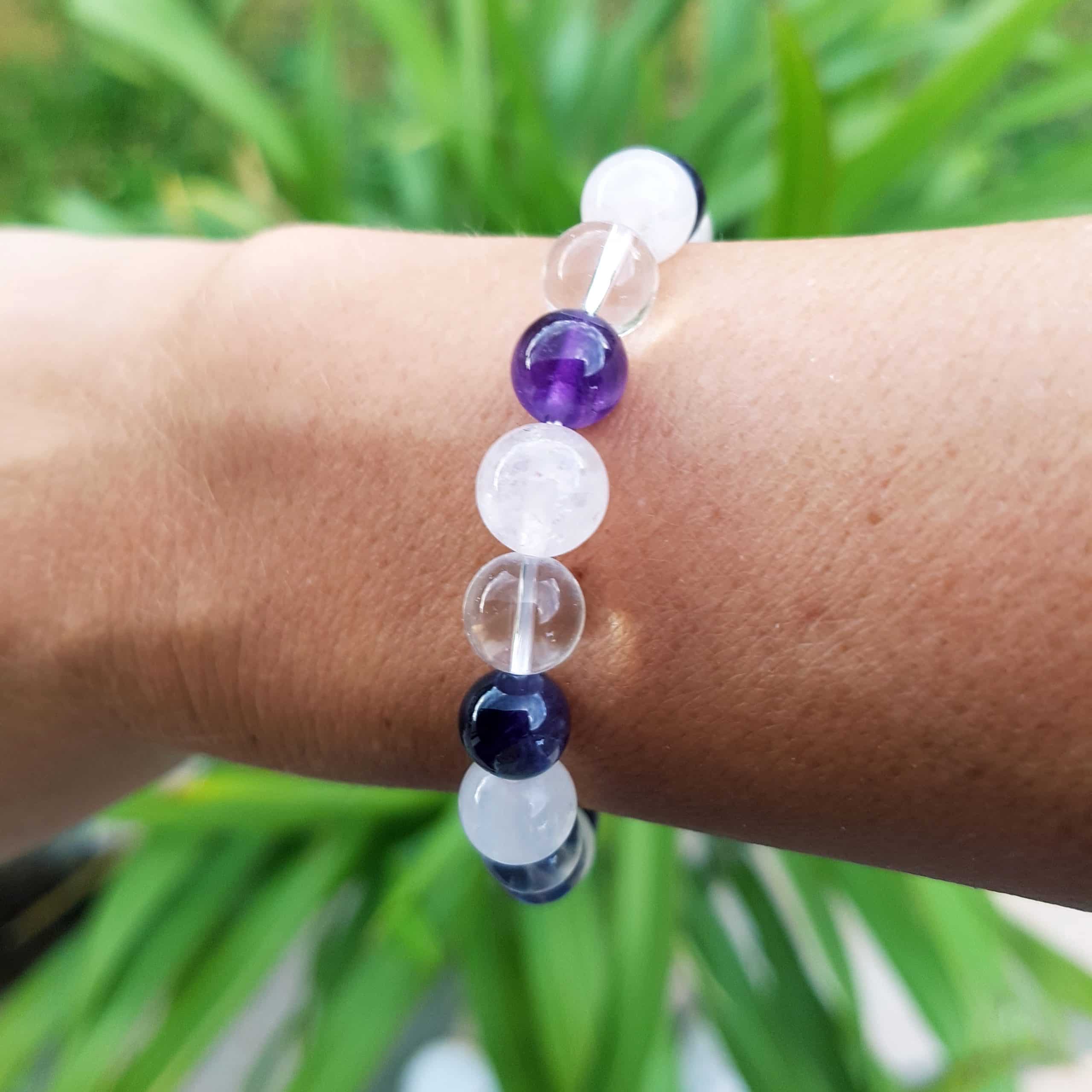 Bracelet Luxe Bouddhiste en Pierre d'Améthyste - 8 mm